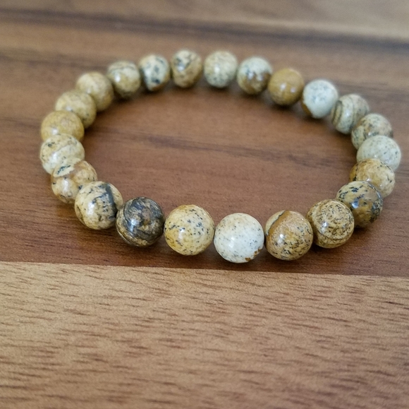 SOLD Brown Picture Jasper Beads Bracelet - Picture 6 of 12
